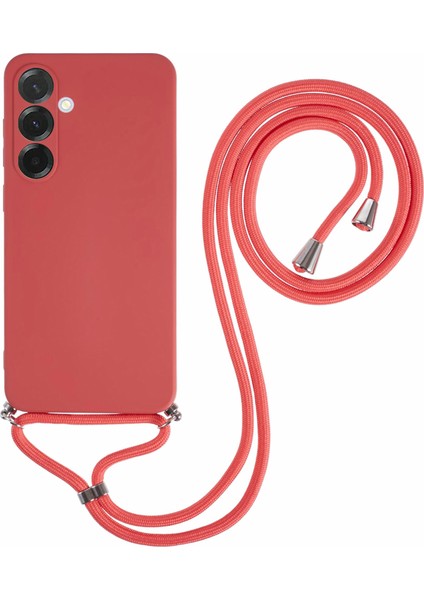 Samsung Galaxy A56 5g Kılıf Esnek Tpu Fiber Astar Darbeye Dayanıklı Çapraz Askılı Telefon Kılıfı-Alıç Kırmızısı (Yurt Dışından)