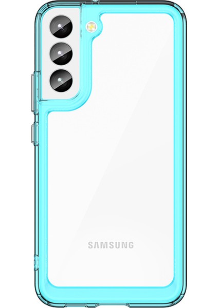 Samsung Galaxy S22+5G Bağımsız Pc Düğmeleri Koruyucu Kılıf Tpu+Akrilik Şeffaf Cep Telefonu Kılıfı-Şeffaf Mavi (Yurt Dışından)