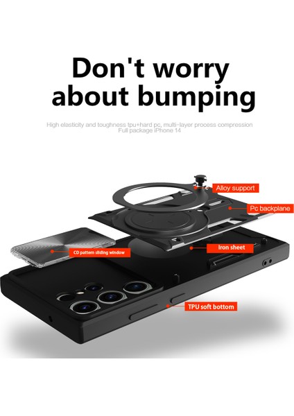 Samsung Galaxy S23 Ultra Kayar Kamera Kapağı Pc + Tpu Kapak Çizilmez Telefon Kılıfı Döndürülebilir Destekli-Pembe (Yurt Dışından) fırsatları