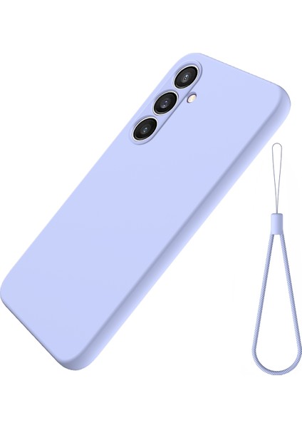 Samsung Galaxy S23 Fe Kılıf Için Darbeye Dayanıklı Kılıf Yumuşak Astarlı Sıvı Silikon Kabuk Kayışlı-Mor (Yurt Dışından)