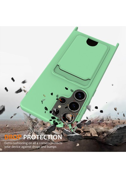 Samsung Galaxy S25 Ultra Kılıf Sıvı Silikon Kart Tutucu Arka Telefon Kılıfı Kordonlu-Yeşil (Yurt Dışından) fırsatları