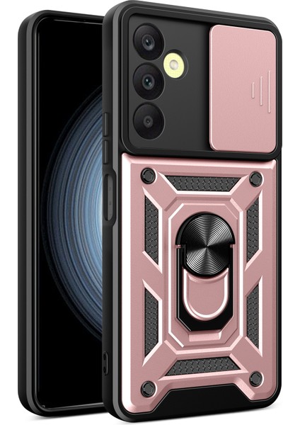 Samsung Galaxy A25 5g Kılıf Çizilmez Pc + Tpu Koruyucu Kapaklı Kayar Lens Kapağı - Rose Goldı (Yurt Dışından)
