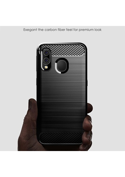 1.8mm Isı Dağıtıcı Tpu Kılıf Ultra Ince Çizilmeye Dayanıklı Karbon Fiber Doku Fırçalanmış Yüzey Telefon Kılıfı Samsung Galaxy A40-KIRMIZI (Yurt Dışından) fiyatları