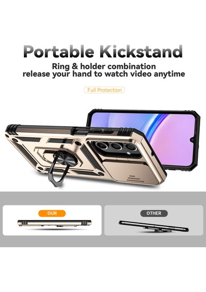 Samsung Galaxy A16 5G/A16 4g Kılıf Pc+Tpu Telefon Kılıfı Lens Ultimate Koruma Ayaklığı-Altın (Yurt Dışından) modelleri