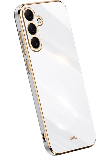 Xınlı Samsung Galaxy S25 Kılıf Tpu Telefon Kılıfı Galvaniz Çerçeveli-Beyaz (Yurt Dışından)