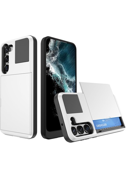 Samsung Galaxy S23 Için Cep Telefonu Kılıfı, Kayar Kart Tutucu Pc + Tpu Düşmeye Lı Kapak-Beyaz (Yurt Dışından)