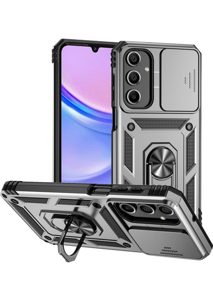 Samsung Galaxy A16 5G/A16 4g Kılıf Pc+Tpu Telefon Kılıfı Lens Ultimate Koruma Ayaklığı-Gümüş (Yurt Dışından)