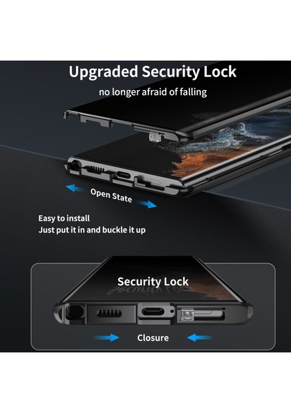Samsung Galaxy S23 Ultra Manyetik Kılıf Kickstand Mat Pc Kılıfı Casus Önleyici Temperli Cam Filmi-Siyah (Yurt Dışından) indirimleri