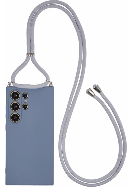 Samsung Galaxy S24 Ultra Çapraz Askılı Kılıf Esnek Tpu Fiber Astarlı Darbeye Dayanıklı Telefon Kılıfı-Lavanta Gri (Yurt Dışından)