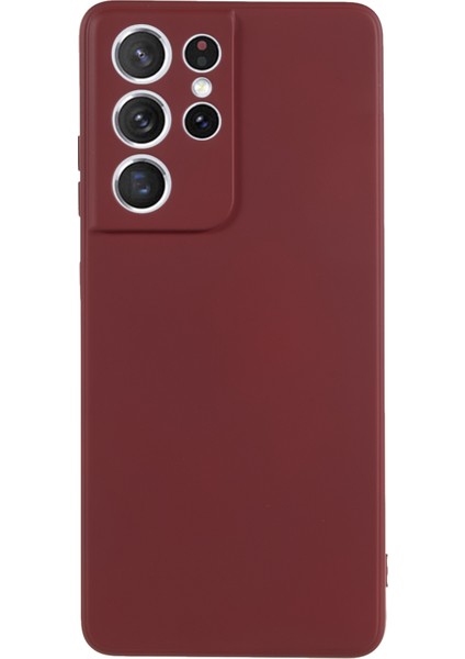 Samsung Galaxy S21 Ultra 5g Tpu Telefon Kılıfı Fiber Astarlı Ka Cep Telefonu Kılıfı-Şarap Kırmızısı (Yurt Dışından)