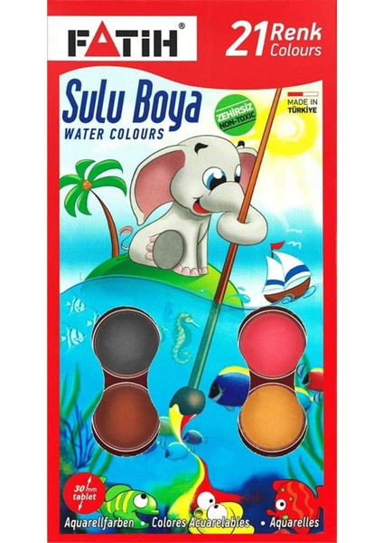 K-21 Büyük Boy 21 Renk Sulu Boya Seti – Fırçalı, Canlı Parlak Renkler, Çocuklar İçin Güvenli Kullanım