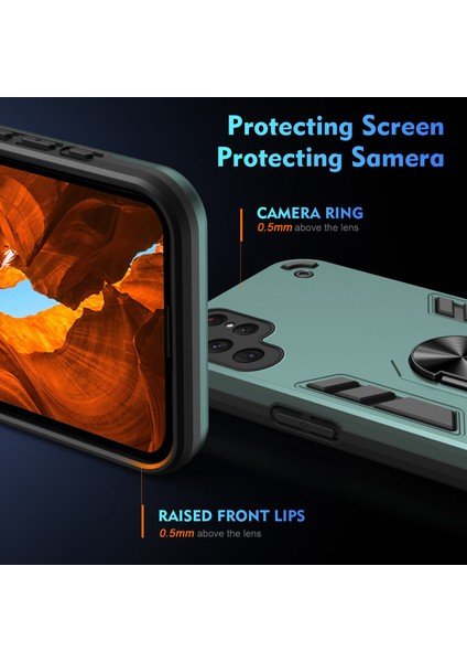 Samsung Galaxy S25 Ultra Kılıf Pc+Tpu Drop Defend Telefon Kılıfı Halkalı Ayaklık-Yeşil (Yurt Dışından) fırsatları