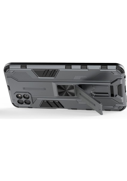 Samsung Galaxy A22 5g (Ab Sürümü) Için Katlanabilir Destekli Tam Gövde Darbeye Dayanıklı Koruma Sert Plastik + Tpu Ka Çift Katmanlı Hibrit Kılıf - Gri (Yurt Dışından) modelleri