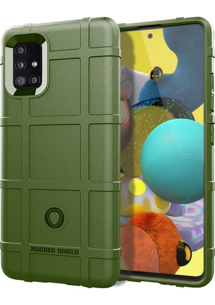 Samsung Galaxy A51 5g SM-A516-YEŞIL Için Darbeye Dayanıklı Kare Izgara Doku Kalınlaştırılmış Tpu Kabuk (Yurt Dışından)