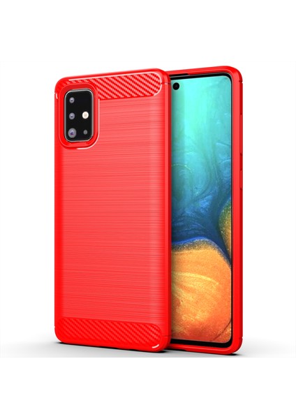 1.8mm Isı Dağıtıcı Tpu Kılıf Tam Fırçalanmış Yüzey Kaplaması Karbon Fiber Doku Telefon Kılıfı Samsung Galaxy A71 4g SM-A715-KIRMIZI (Yurt Dışından)