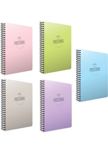 Pastoral A4 Spiralli Çizgili Defter 96 Yaprak 5'li Set – Pastel Renkli PP Kapaklı Dayanıklı Tasarım fiyatları