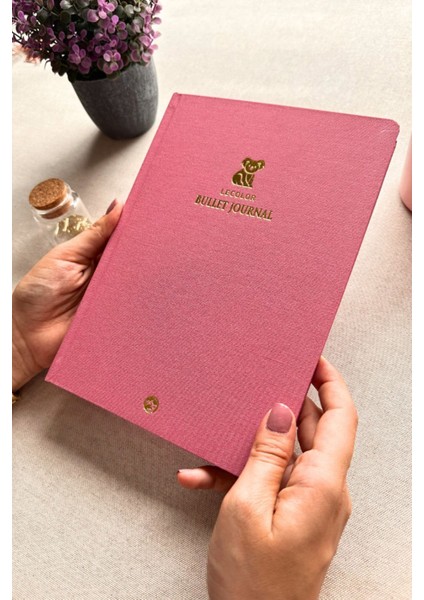 A5 Noktalı Bullet Journal Defter – Keten Kapaklı, Kuala Tasarım, Günlük ve Planlama İçin