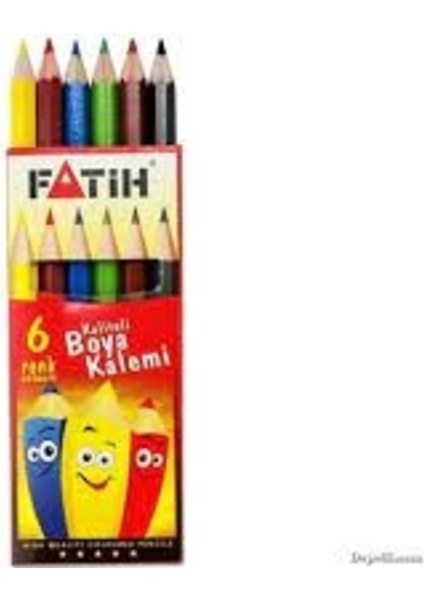 6 Renk Yarım Boy Üçgen Gövdeli Kuruboya Kalemi – Canlı Parlak Renkler ve Su Bazlı Vernik Kaplama modelleri