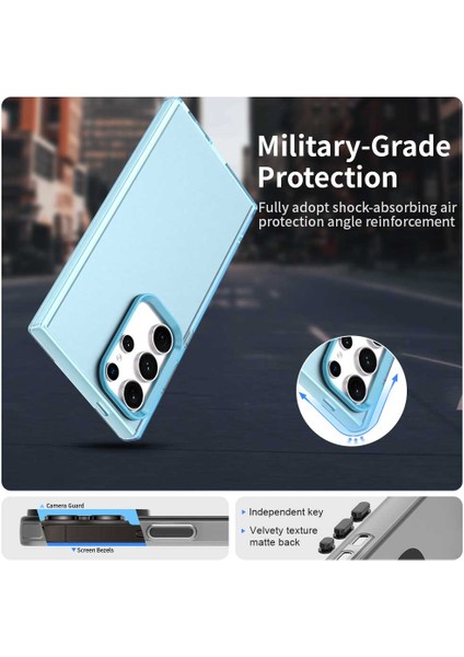 Samsung Galaxy S24 Ultra Kılıf Pc+Tpu+Pet Mat Düşmeye Karşı Dayanıklı Telefon Arka Kapağı-Mavi (Yurt Dışından) fiyatları
