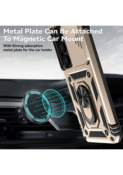 Samsung Galaxy S25 Kılıf Pc+Tpu Telefon Kılıfı Lens Ultimate Koruma Ayaklığı-Altın (Yurt Dışından) modelleri