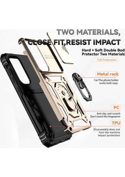 Samsung Galaxy S25 Kılıf Pc+Tpu Telefon Kılıfı Lens Ultimate Koruma Ayaklığı-Altın (Yurt Dışından) fırsatları