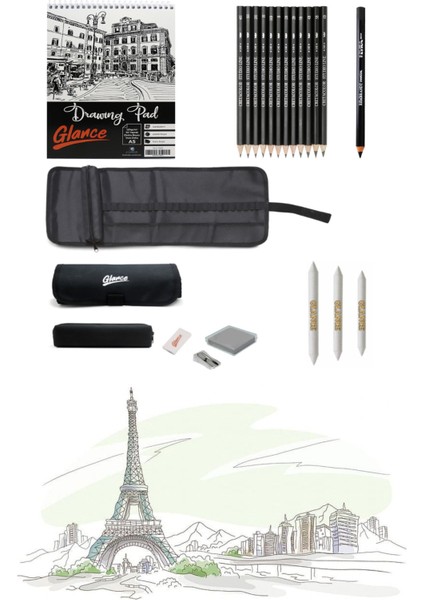 A5 120 gr 50 Yaprak Eskiz Defteri, Cretacolor Dereceli Kalem ve Studioline Çantalı Çizim Seti – Sanatçılar için fiyatları