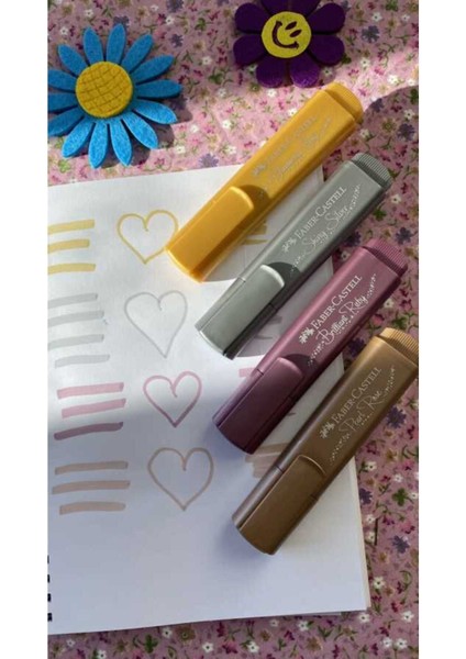 Metalik Fosforlu Kalem Seti 4'lü – 1-2-5 mm Uç, Glorious Red, Precious Green, Magnificent Blue, Shimmering Violet fırsatları