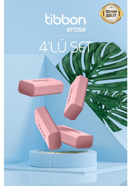 Erase 4'lü Renkli Silgi Seti – Okul ve Ofis Kullanımına Uygun, Yumuşak ve İz Bırakmayan