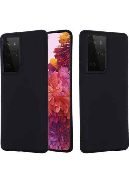 Samsung Galaxy S21 Ultra 5g Darbeye Dayanıklı Yumuşak Sıvı Silikon Kapak Cep Telefonu Kabuk Koruma Kılıfı-Siyah (Yurt Dışından)