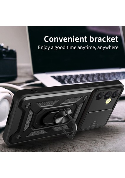 Samsung Galaxy A25 5g Kılıf Çizilmez Pc + Tpu Koruyucu Kapaklı Kayar Lens Kapağı - Siyah (Yurt Dışından) indirimleri