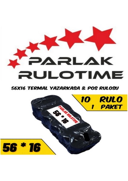 Time Parlak Termal Yazarkasa ve POS Rulosu 56x16 mm Kapaklı Siyah – 10'lu Ekonomik Paket, Dayanıklı Kağıt fiyatları