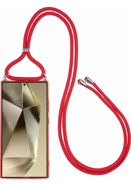 Samsung Galaxy S24 Ultra Çapraz Askılı Kılıf Esnek Tpu Fiber Astarlı Darbeye Dayanıklı Telefon Kılıfı-Kırmızı (Yurt Dışından) fiyatları