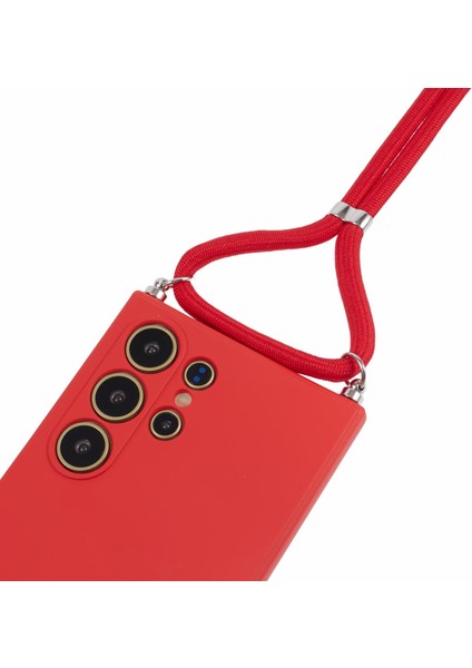 Samsung Galaxy S24 Ultra Çapraz Askılı Kılıf Esnek Tpu Fiber Astarlı Darbeye Dayanıklı Telefon Kılıfı-Kırmızı (Yurt Dışından) fırsatları