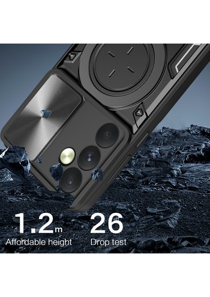 Samsung Galaxy A35 5g Kılıf Kickstand Zırh Tpu+Pc Kamera Koruma Telefon Kılıfı-Siyah (Yurt Dışından) modelleri