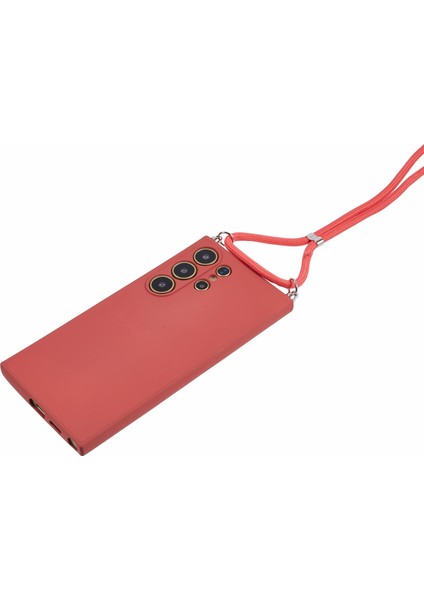 Samsung Galaxy S24 Ultra Çapraz Askılı Kılıf Esnek Tpu Fiber Astarlı Darbeye Dayanıklı Telefon Kılıfı-Alıç Kırmızısı (Yurt Dışından) modelleri