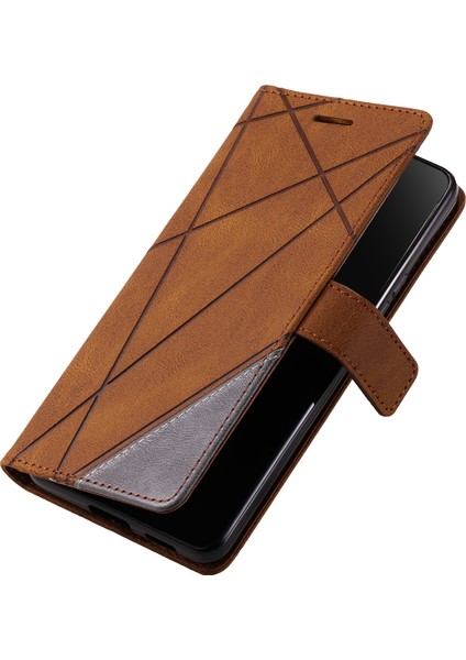 Samsung Galaxy A15 4g Cüzdan Kılıf Pu Deri Telefon Arka Kapak Çizgiler Baskılı-Kahverengi (Yurt Dışından) fırsatları