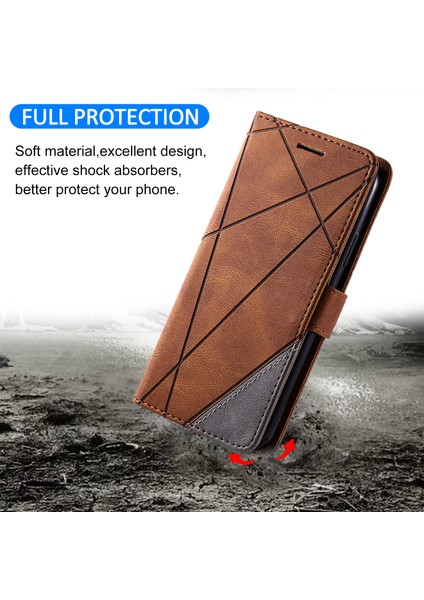 Samsung Galaxy A15 4g Cüzdan Kılıf Pu Deri Telefon Arka Kapak Çizgiler Baskılı-Kahverengi (Yurt Dışından) indirimleri