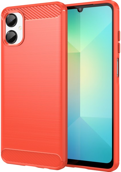 Samsung Galaxy A06 5g Kılıf Koruyucu Telefon Kapağı Karbon Fiber Doku Fırçalanmış-Kırmızı (Yurt Dışından)
