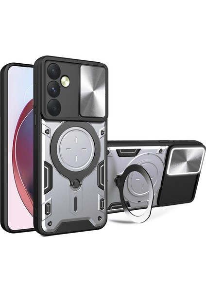 Samsung Galaxy A35 5g Kılıf Kickstand Zırh Tpu+Pc Kamera Koruma Telefon Kılıfı-Gümüş (Yurt Dışından)