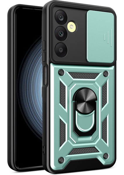Samsung Galaxy A25 5g Kılıf Çizilmez Pc + Tpu Koruyucu Kapak Kayar Lens Kapağı - Yeşil (Yurt Dışından)