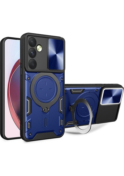Samsung Galaxy A35 5g Kılıf Kickstand Zırh Tpu+Pc Kamera Koruma Telefon Kılıfı-Mavi (Yurt Dışından)