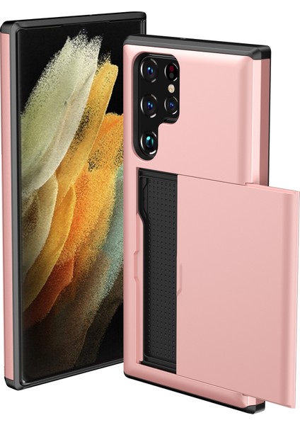 Samsung Galaxy S23 Ultra Düşmeye Dayanıklı Telefon Kılıfı Tpu+Pc Cep Telefonu Arka Kapağı Kayar Kart Tutucu ile (Yurt Dışından)