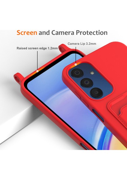 Samsung Galaxy M14 4g Sıvı Silikon Kılıf Kart Tutucu ve Kordon Arka Telefon Kılıfı-Kırmızı (Yurt Dışından) fiyatları