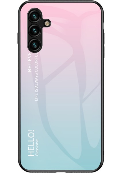 Samsung Galaxy A54 5g Degrade Renk Darbeye Dayanıklı Telefon Kılıfı Temperli Cam Sert Pc Yumuşak Tpu Düşmeye Karşı Hibrit Kapak-Degrade Pembe Mavi (Yurt Dışından)