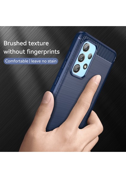 Çizilmez Darbeye Dayanıklı 1.8mm Tpu Kılıf Fırçalanmış Yüzey Karbon Fiber Doku Telefon Kılıfı Samsung Galaxy A73 5g-Mavi (Yurt Dışından) modelleri