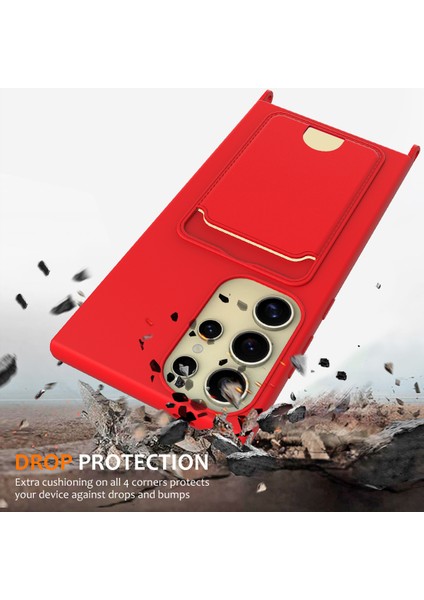 Samsung Galaxy S23 Ultra Kılıf Için Boyun Askılı Kart Yuvası Sıvı Silikon Telefon Kılıfı-Kırmızı (Yurt Dışından) fırsatları