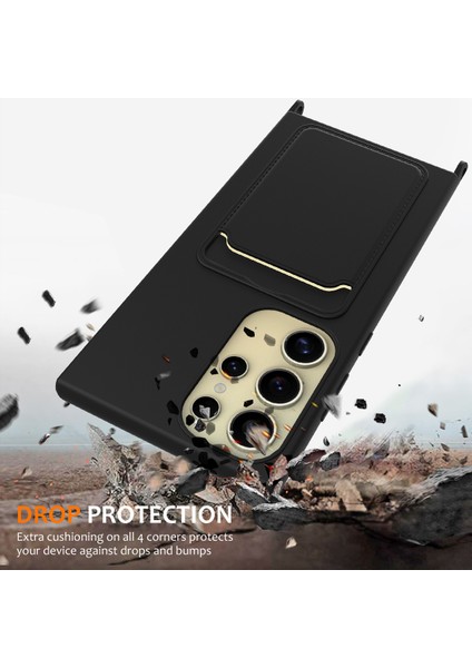 Samsung Galaxy S24 Ultra Kılıf Kart Tutucu Sıvı Silikon Ipeksi Dokunmatik Telefon Kılıfı-Siyah (Yurt Dışından) modelleri