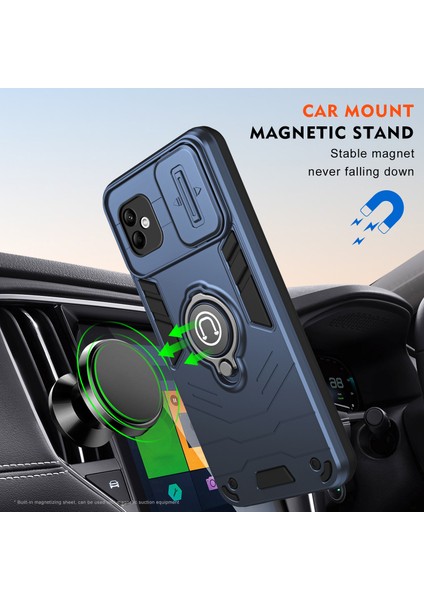 Samsung Galaxy A05 4g Kılıf Kayar Kamera Kapağı Pc+Tpu Telefon Kılıfı Halka Destekli-Mavi (Yurt Dışından) indirimleri