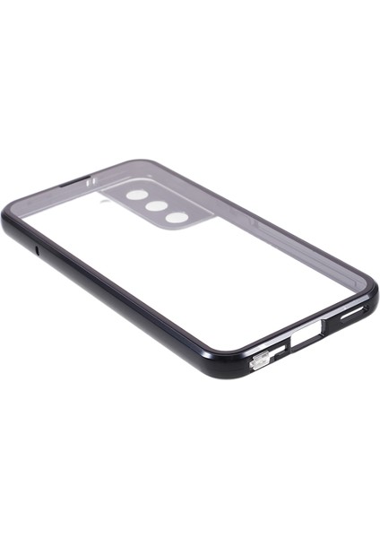 Samsung Galaxy S22+5G Manyetik Metal Çerçeve Telefon Kılıfı Çift Taraflı Temperli Cam Tam Koruyucu Kılıf Kilit Tokalı-Siyah (Yurt Dışından) fırsatları