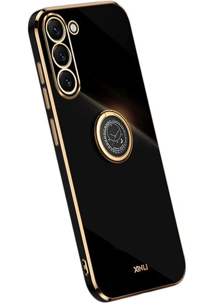 Xınlı Telefon Kılıfı Samsung Galaxy S22+5G, Koruyucu Arka Kapak Elektrokaplama Kabuk Destek Ayağı-Siyah (Yurt Dışından)